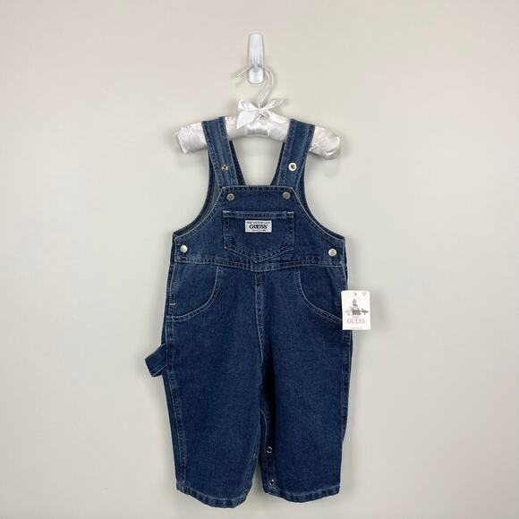Vintage Baby Guess Blue Jean Overalls 12 Months NWT USA - Picture 1 of 8